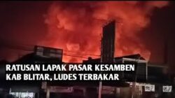 Ratusan Lapak Pedagang di Pasar Kesamben Blitar Ludes Terbakar