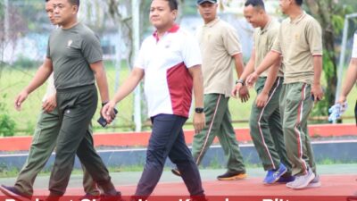 Perkuat Sinergitas, Kapolres Blitar Kota dan Dandim Blitar Olahraga Bersama di Sport Center Kepanjenkidul