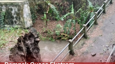 Dampak Cuaca Ekstrem, Jembatan Penghubung Jalan Desa di Ringinanom Kecamatan Udanawu Kabupaten Blitar Putus