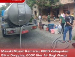 Masuki Musim Kemarau, BPBD Kabupaten Blitar Dropping 6000 liter Air Bagi Warga Kelurahan Tangkil