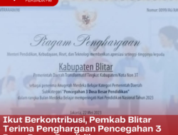 Ikut Berkontribusi, Pemkab Blitar Terima Penghargaan Pencegahan 3 Dosa Besar Pendidikan