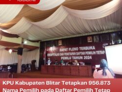 KPU Kabupaten Blitar Tetapkan 956.873 Nama Pemilih pada Daftar Pemilih Tetap (DPT) Pemilu 2024 di Kabupaten Blitar