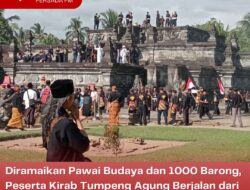 Diramaikan Pawai Budaya dan 1000 Barong, Peserta Kirab Tumpeng Agung Berjalan dari Situs Balekambang Hingga Candi Penataran