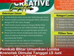 Pemkab Blitar Umumkan Lomba Krenotek Dimulai Tanggal 13 Juni hingga 13 Juli 2023