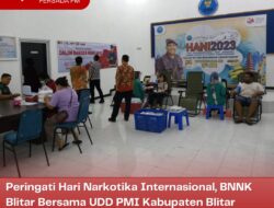 Peringati Hari Narkotika Internasional, BNNK Blitar Bersama UDD PMI Kabupaten Blitar Berikan Pelayanan Donor Darah