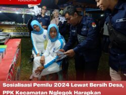 Sosialisasi Pemilu 2024 Lewat Bersih Desa, PPK Kecamatan Nglegok Harapkan Partisipasi Masyarakat Meningkat