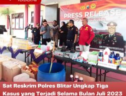 Sat Reskrim Polres Blitar Ungkap Tiga Kasus yang Terjadi Selama Bulan Juli 2023