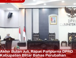 Akhir Bulan Juli, Rapat Paripurna DPRD Kabupaten Blitar Bahas Perubahan KUA dan PPAS 2023