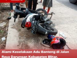 Alami Kecelakaan Adu Banteng di Jalan Raya Darungan Kabupaten Blitar, Pengendara Motor Meninggal Dunia