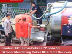 Sambut HUT Humas Polri Ke 72 pada 30 Oktober Mendatang, Polres Blitar Kota Salurkan 5000 Liter Air Bersih Beserta Sembako