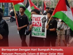 Bertepatan Dengan Hari Sumpah Pemuda, Ratusan Pemuda Islam di Blitar Gelar Aksi Solidaritas Bela Palestina