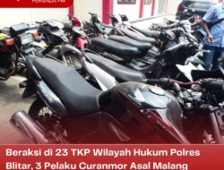 Beraksi di 23 TKP Wilayah Hukum Polres Blitar, 3 Pelaku Curanmor Asal Malang Berhasil Diringkus