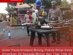 Gelar Razia Knalpot Brong, Polres Blitar Kota Amankan 42 Sepeda Motor dari Tiga Titik di Kota Blitar