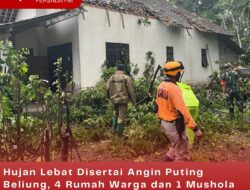 Hujan Lebat Disertai Angin Puting Beliung, 4 Rumah Warga dan 1 Mushola di Kecamatan Nglegok Rusak