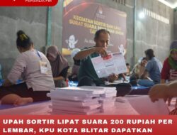 UPAH SORTIR LIPAT SUARA 200 RUPIAH PER LEMBAR, KPU KOTA BLITAR DAPATKAN 121.551 LEMBAR DI HARI PERTAMA