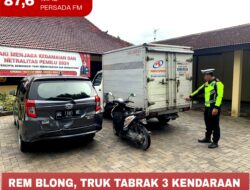 Rem Blong, Truk Tabrak 3 Kendaraan di Simpang 3 Sananwetan Kota Blitar