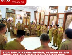 Tiga Tahun Kepemimpinan, Pemkab Blitar Minta OPD Tingkatkan Sinergitas Demi Kemajuan Daerah
