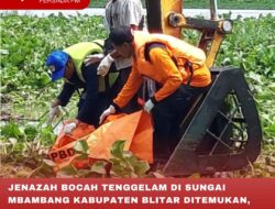 JENAZAH BOCAH TENGGELAM DI SUNGAI MBAMBANG KABUPATEN BLITAR DITEMUKAN, BPBD MINTA ORANG TUA TINGKATKAN PENGAWASAN