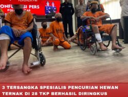 3 TERSANGKA SPESIALIS PENCURIAN HEWAN TERNAK DI 28 TKP BERHASIL DIRINGKUS POLRES BLITAR SAAT BEROPERASI DI BLITAR