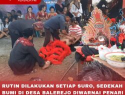 RUTIN DILAKUKAN SETIAP SURO, SEDEKAH BUMI DI DESA BALEREJO DIWARNAI PENARI KESURUPAN