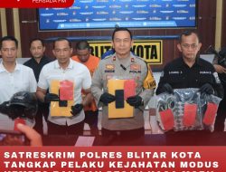 SATRESKRIM POLRES BLITAR KOTA TANGKAP PELAKU KEJAHATAN MODUS KEMPES BAN DAN PECAH KACA MOBIL