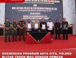 SUKSESKAN PROGRAM ASTA CITA, POLRES BLITAR TEKEN MOU DENGAN PEMKAB BLITAR WUJUDKAN SWASEMBADA PANGAN