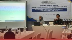 LSI DENNY JA RILIS HASIL PERHITUNGAN CEPAT PILKADA 2024 DI KABUPATEN BLITAR, SELISIH 51,36 PERSEN