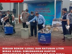 RIBUAN ROKOK ILEGAL DAN RATUSAN LITER MIRAS ILEGAL DIMUSNAHKAN KANTOR PENGAWASAN & PELAYANAN BEA DAN CUKAI BLITAR TIPE MADYA PABEAN BLITAR