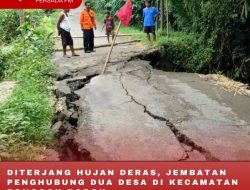 DITERJANG HUJAN DERAS, JEMBATAN PENGHUBUNG DUA DESA DI KECAMATAN PONGGOK ROBOH