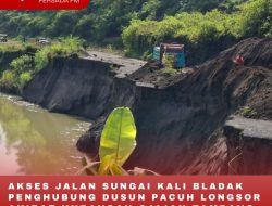 AKSES JALAN SUNGAI KALI BLADAK PENGHUBUNG DUSUN PACUH LONGSOR AKIBAT KUBANGAN GALIAN TAMBANG