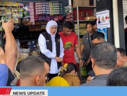 INSPEKSI MENDADAK PASAR PON KOTA BLITAR, GUBERNUR JAWA TIMUR PERIKSA KETERSEDIAAN STOK DAN HARGA BERAS