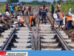 TINGKATKAN KESELAMATAN PERJALANAN KERETA API, KAI DAOP 7 MADIUN LAKUKAN PENGGANTIAN WESEL DI STASIUN TALUN