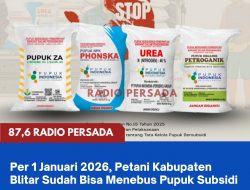 Per 1 Januari 2026, Petani Kabupaten Blitar Sudah Bisa Menebus Pupuk Subsidi