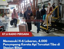 Memasuki H-6 Lebaran, 4.000 Penumpang Kereta Api Tercatat Tiba di Stasiun Blitar