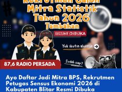 Ayo Daftar Jadi Mitra BPS, Rekrutmen Petugas Sensus Ekonomi 2026 di Kabupaten Blitar Resmi Dibuka