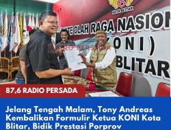 Jelang Tengah Malam, Tony Andreas Kembalikan Formulir Ketua KONI Kota Blitar, Bidik Prestasi Porprov