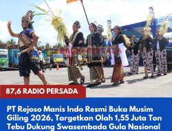 PT Rejoso Manis Indo Resmi Buka Musim Giling 2026, Targetkan Olah 1,55 Juta Ton Tebu Dukung Swasembada Gula Nasional