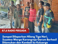 Sempat Dilaporkan Hilang Tiga Hari, Suyatno Warga Karangrejo Garum Berhasil Ditemukan dan Kembali ke Keluarga