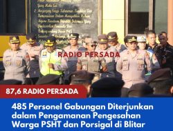 485 Personel Gabungan Diterjunkan dalam Pengamanan Pengesahan Warga PSHT dan Porsigal di Blitar