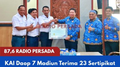 KAI Daop 7 Madiun Terima 23 Sertipikat Elektronik, Aset Rp52,2 Miliar Kini Berkepastian Hukum