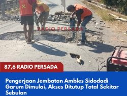 Pengerjaan Jembatan Ambles Sidodadi Garum Dimulai, Akses Ditutup Total Sekitar Sebulan