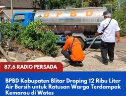 BPBD Kabupaten Blitar Droping 12 Ribu Liter Air Bersih untuk Ratusan Warga Terdampak Kemarau di Wates