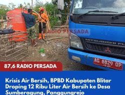 Krisis Air Bersih, BPBD Kabupaten Blitar Droping 12 Ribu Liter Air Bersih ke Desa Sumberagung, Panggungrejo