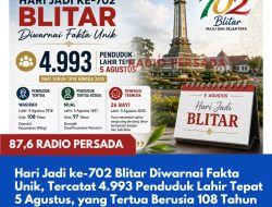 Hari Jadi ke-702 Blitar Diwarnai Fakta Unik, Tercatat 4.993 Penduduk Lahir Tepat 5 Agustus, yang Tertua Berusia 108 Tahun