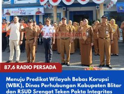 Menuju Predikat Wilayah Bebas Korupsi (WBK), Dinas Perhubungan Kabupaten Blitar dan RSUD Srengat Teken Pakta Integritas
