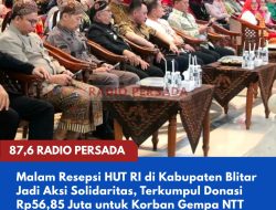 Malam Resepsi HUT RI di Kabupaten Blitar Jadi Aksi Solidaritas, Terkumpul Donasi Rp56,85 Juta untuk Korban Gempa NTT