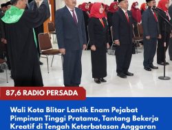 Wali Kota Blitar Lantik Enam Pejabat Pimpinan Tinggi Pratama, Tantang Bekerja Kreatif di Tengah Keterbatasan Anggaran