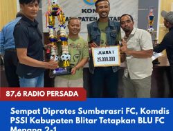 Sempat Diprotes Sumberasri FC, Komdis PSSI Kabupaten Blitar Tetapkan BLU FC Menang 2-1