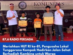 Meriahkan HUT RI ke-81, Pengusaha Lokal Tunggorono Kompak Hadirkan Jalan Sehat Berhadiah Kambing untuk Warga