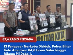 13 Pengedar Narkoba Diciduk, Polres Blitar Kota Amankan 84,8 Gram Sabu hingga Ribuan Pil Dobel L
